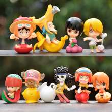 9Pcs/Set One Piece Luffy Zoro Sanji Nami Brook Japanese Anime Figures Gift  TOY