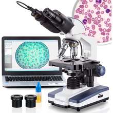 Plain Stage 40x-800x Magnification WF10x and WF20x Eyepieces LED Illumination Single-Lens Condenser Brightfield AmScope M148B Compound Monocular Microscope 110V or Battery-Powered 