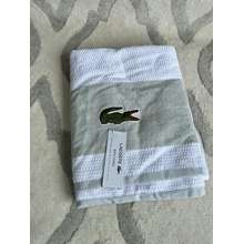 LACOSTE Large Cotton Bath Towels 30 x 52 - Gray Brand NEW lot of