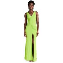Ruched Evening Gown Neon Green